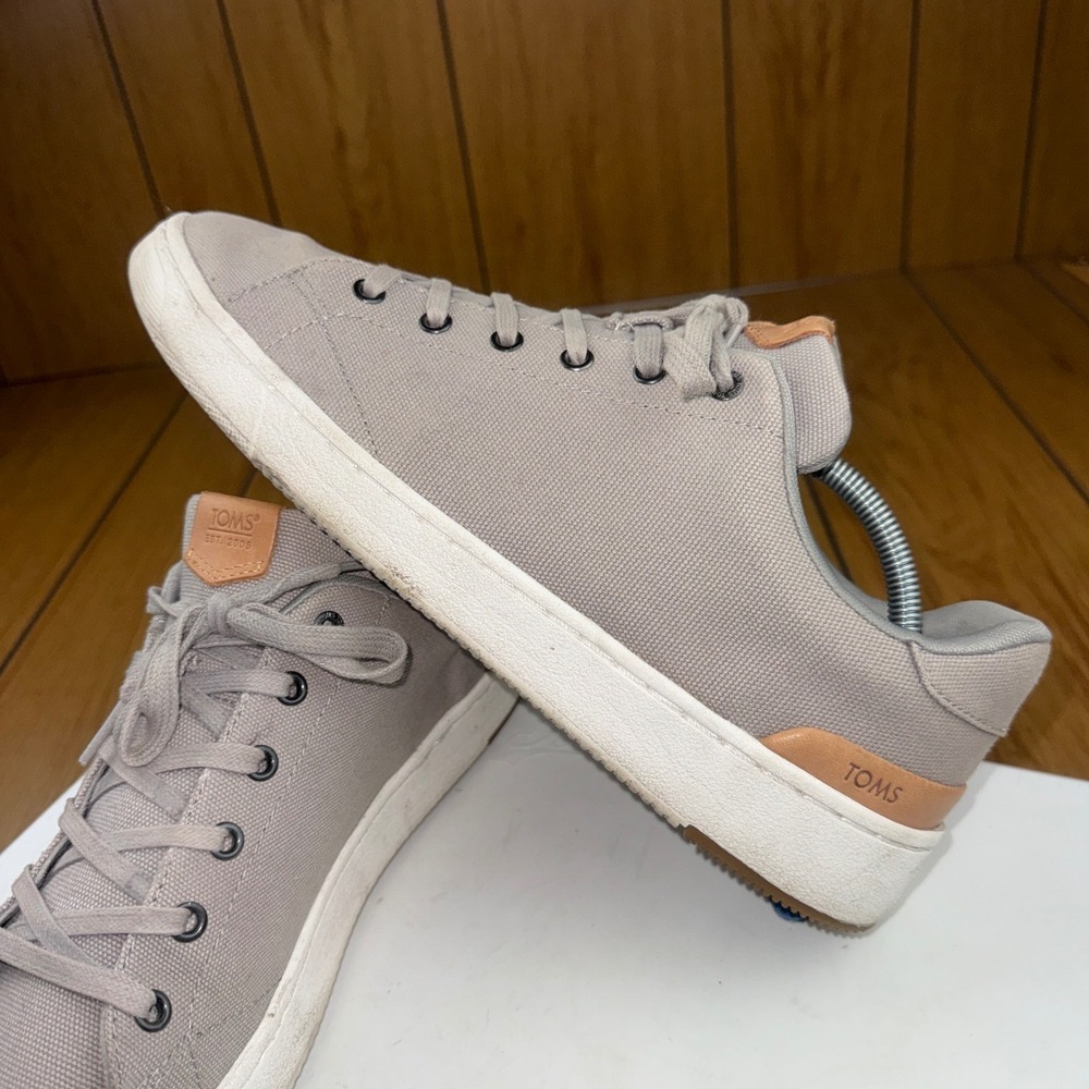 TOMS TRVL LITE Mens Grey Canvas Low Top Sneakers Shoes 10016330 Size 12